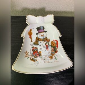 Giordano Christmas Snowman
Dish Bell Shape 18K Gold Trim For Nuts And Candy